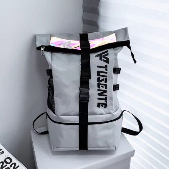 NEW! Large Storage Stylish Roll Top Backpack Gym Bag Travel Bag for Men or Women - Picture 2 of 11